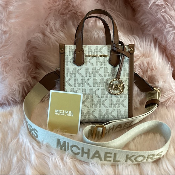 Michael Kors Handbags - Michael Kors Jet Set Logo Small Tote in Vanilla/Acorn NWT & In Box